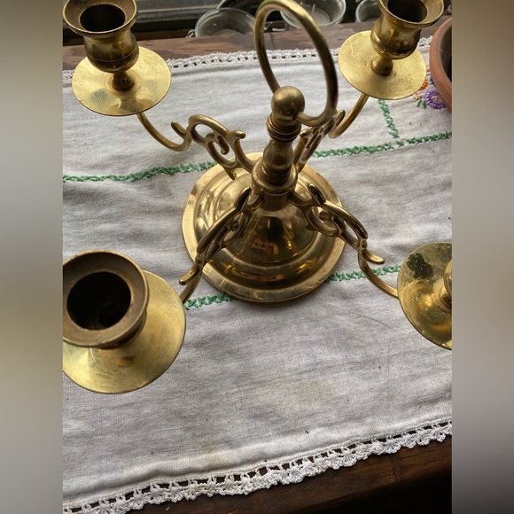 VTG Baldwin Solid Brass Forged in America Candelabra! Holds 4 Candlesticks! - Picture 7 of 10
